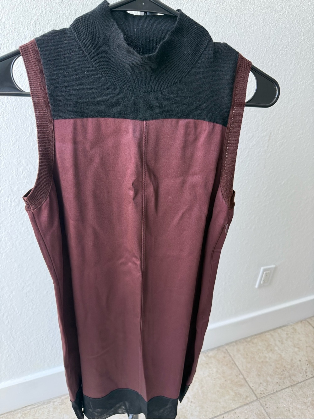 rag & bone Sleeveless Wine and Black Mock Neck Midi Dress